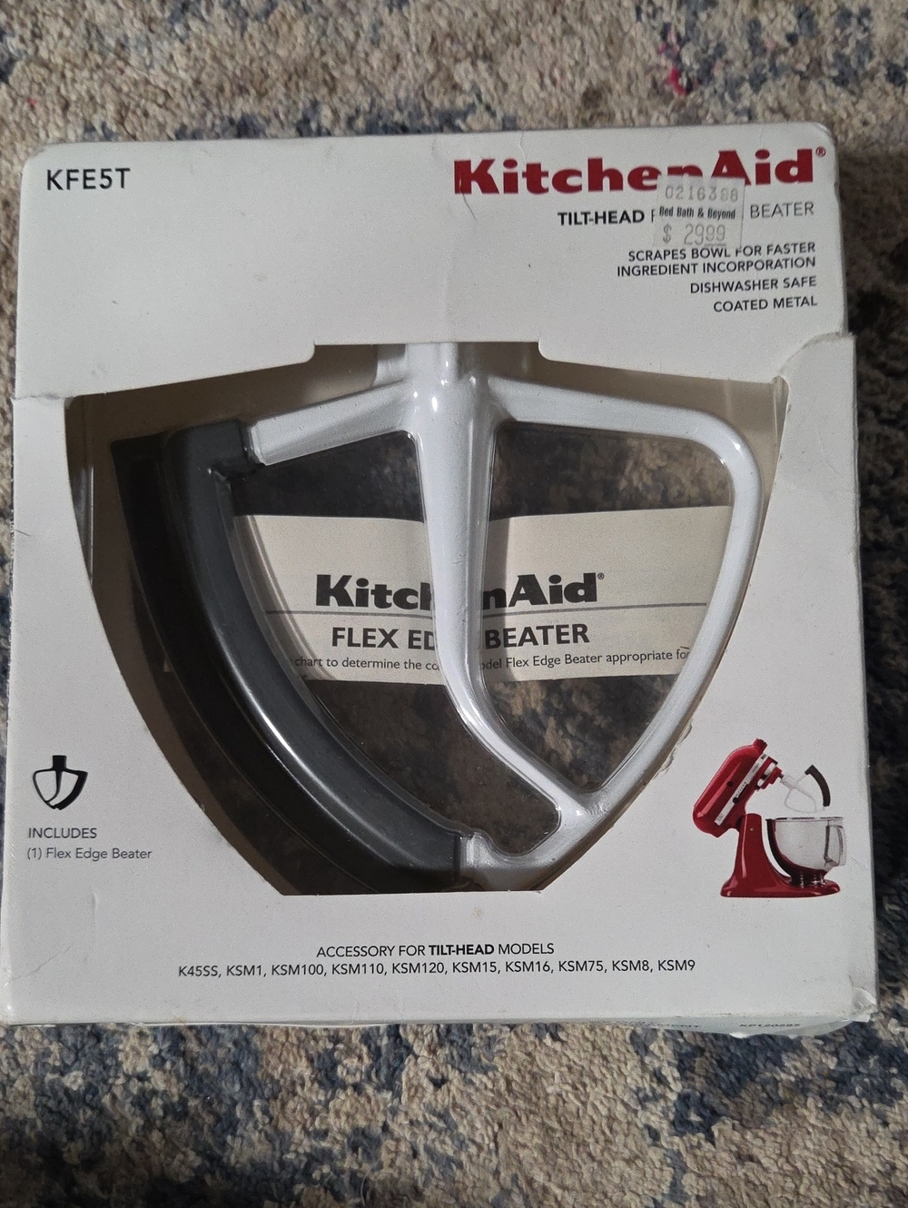 NWT- KitchenAid Flex Edge Beater in White and Black